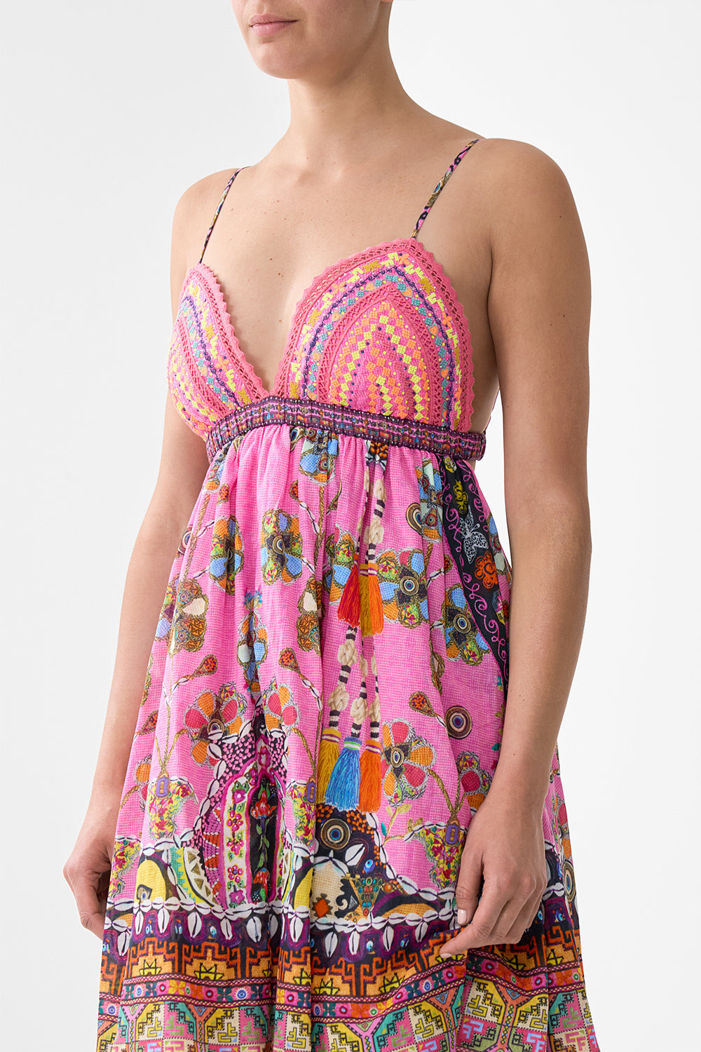 BRALETTE DETAIL SHORT DRESS PATCHWORK PANORAMA