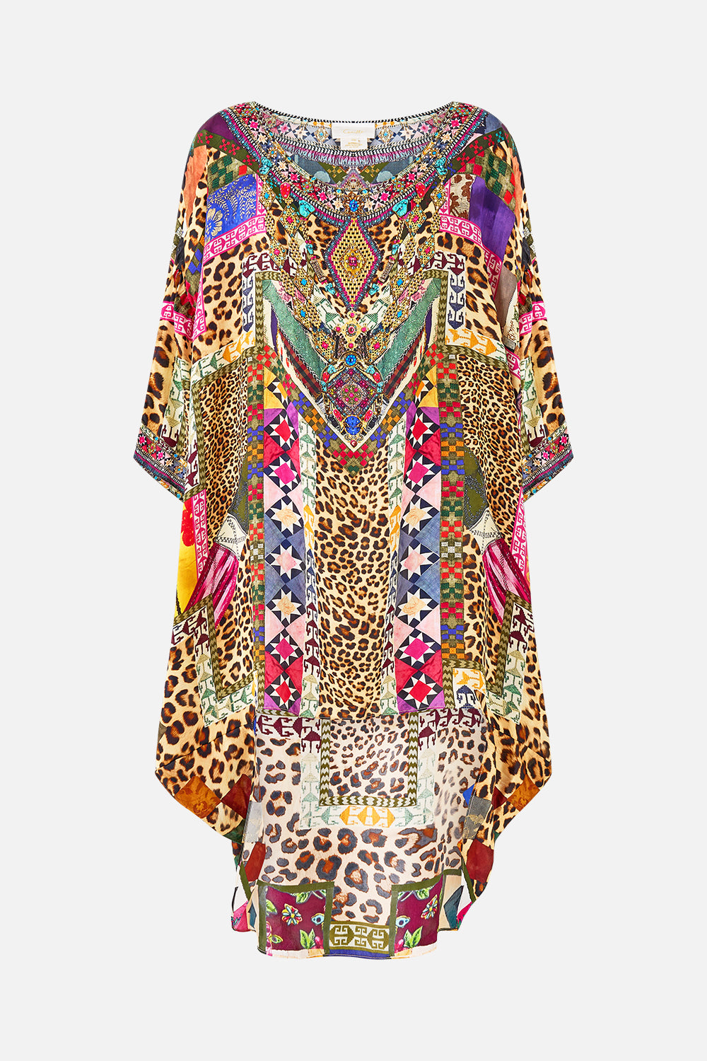 SCOOP BACK HEM DRESS EMBROIDERED EVER AFTER