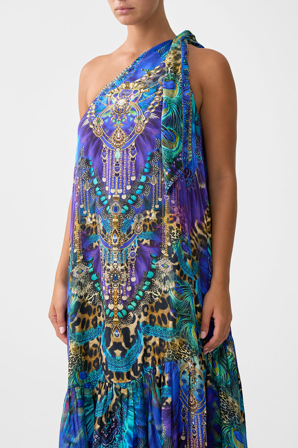 The CAMILLA TIE ONE SHOULDER DRESS COSMIC ZOOLOGY