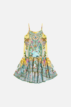 KIDS LAYERED HIGH LOW DRESS WITH DROP WAIST TALES OF TOPKAPI PALACE