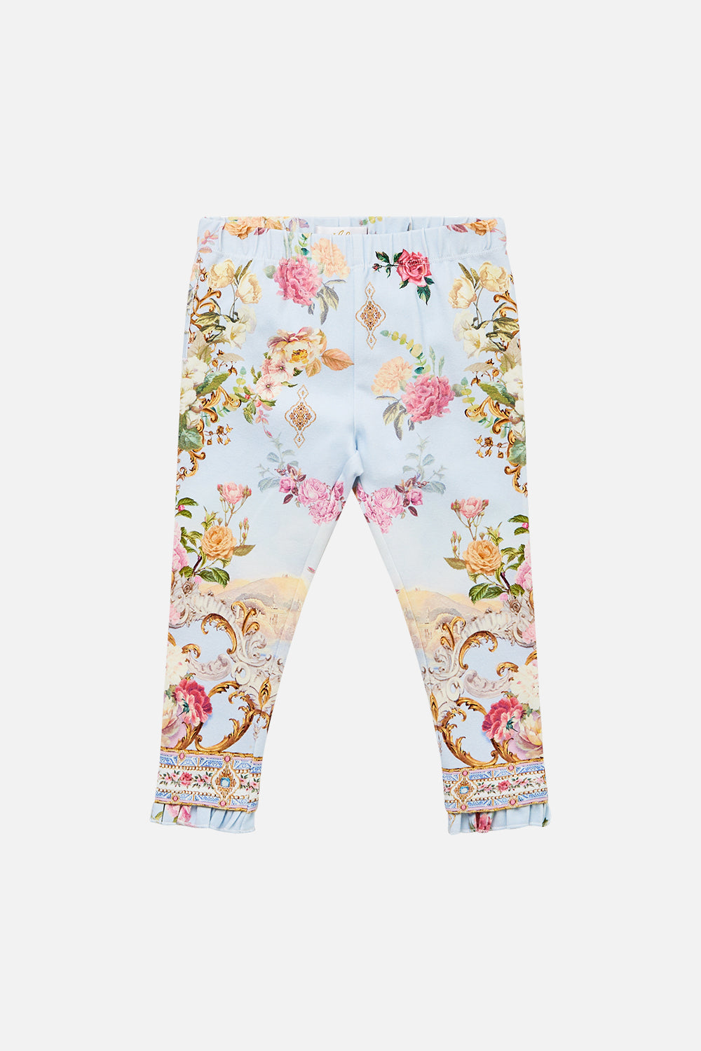 BABIES LEGGINGS WITH FRILL BACK AND HEM TILED IN TIME