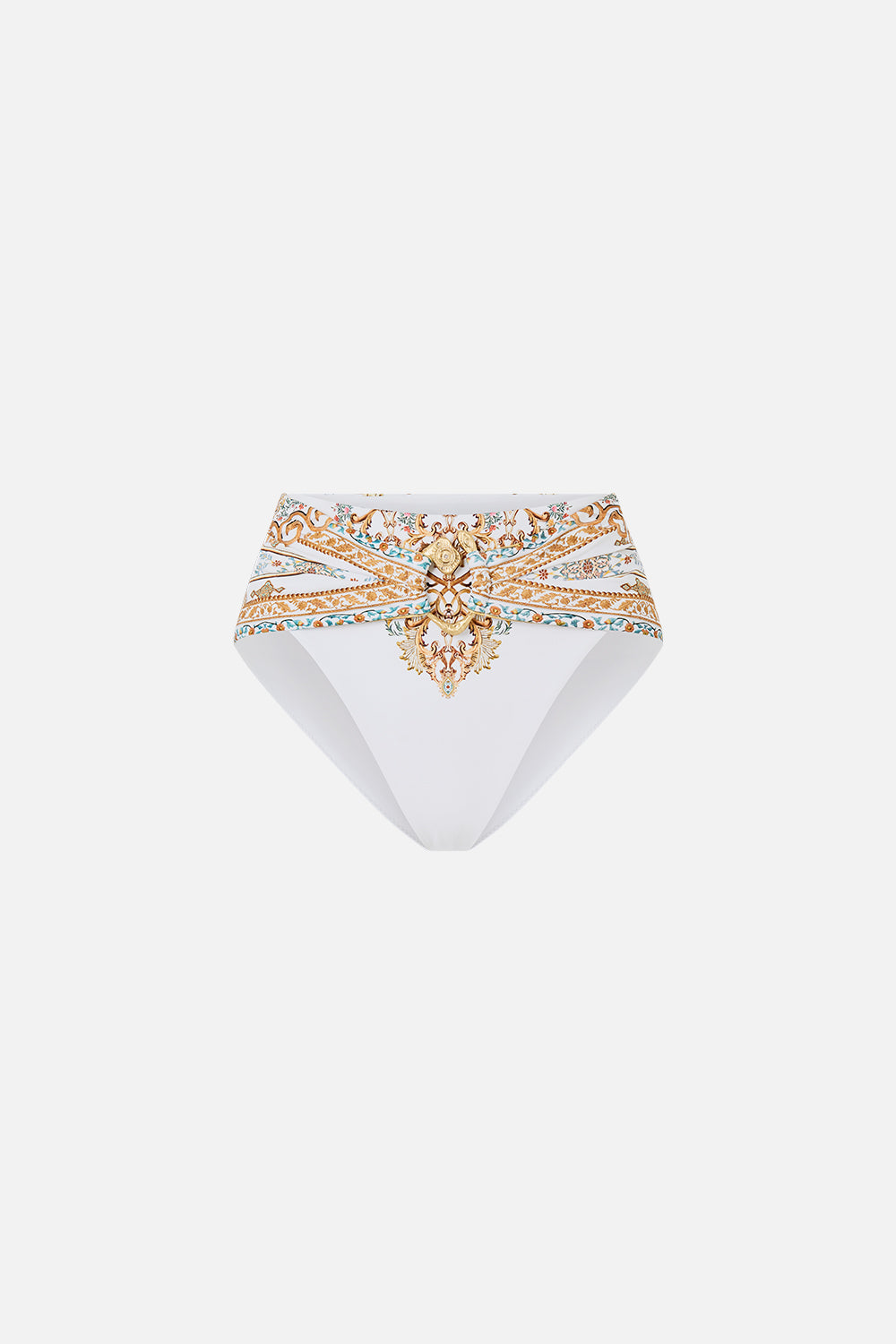 HIGH WAIST BIKINI BOTTOM WITH PLEAT WAIST TRIM OTTOMAN DYNASTY