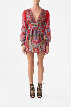 SHORT DRESS WITH BLOUSON SLEEVE ARTISANS OF ANATOLIA