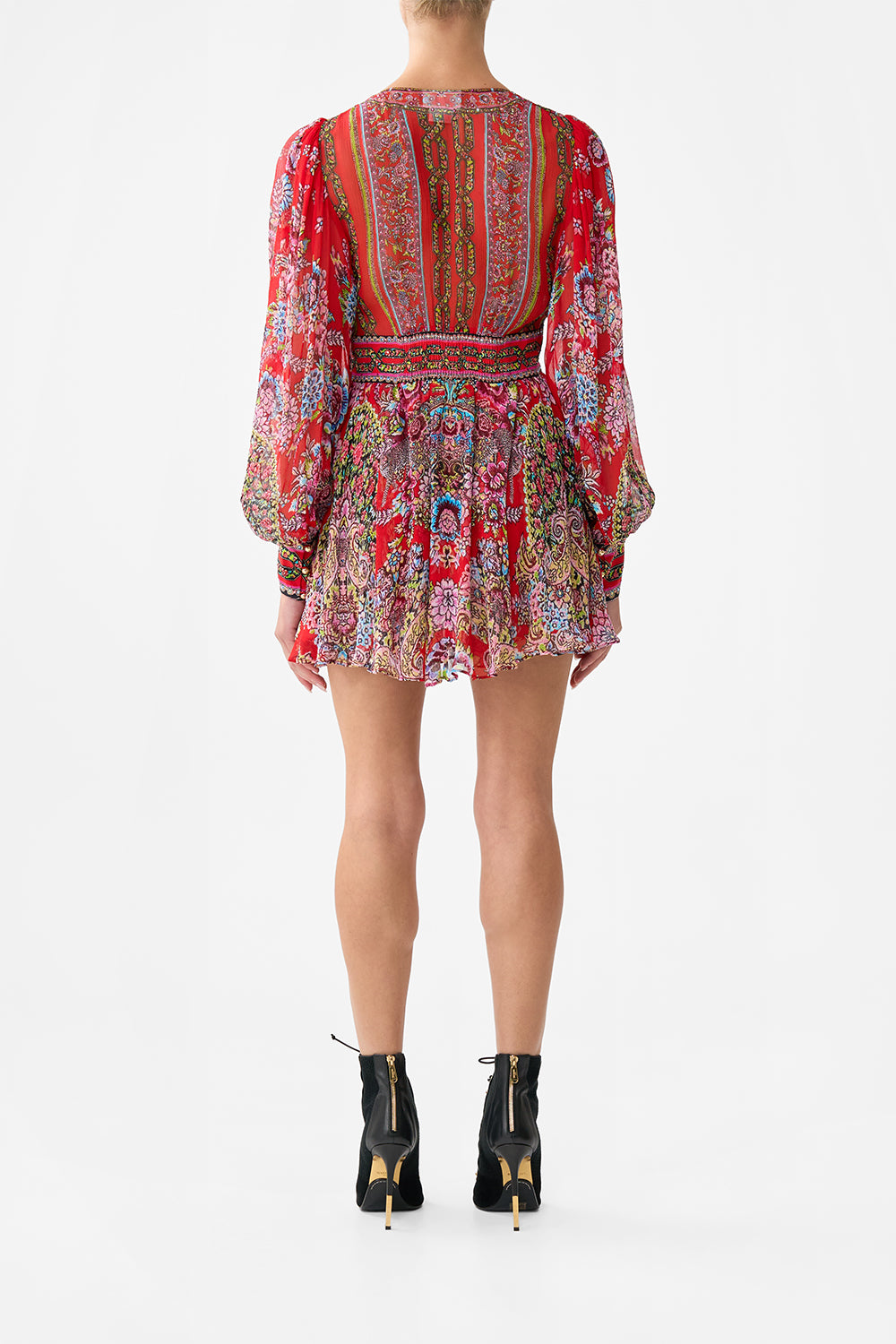The CAMILLA SHORT DRESS WITH BLOUSON SLEEVE ARTISANS OF ANATOLIA