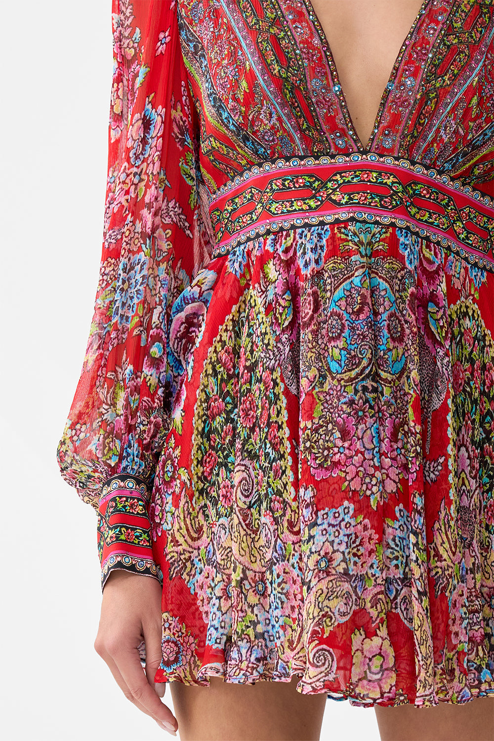 The CAMILLA SHORT DRESS WITH BLOUSON SLEEVE ARTISANS OF ANATOLIA