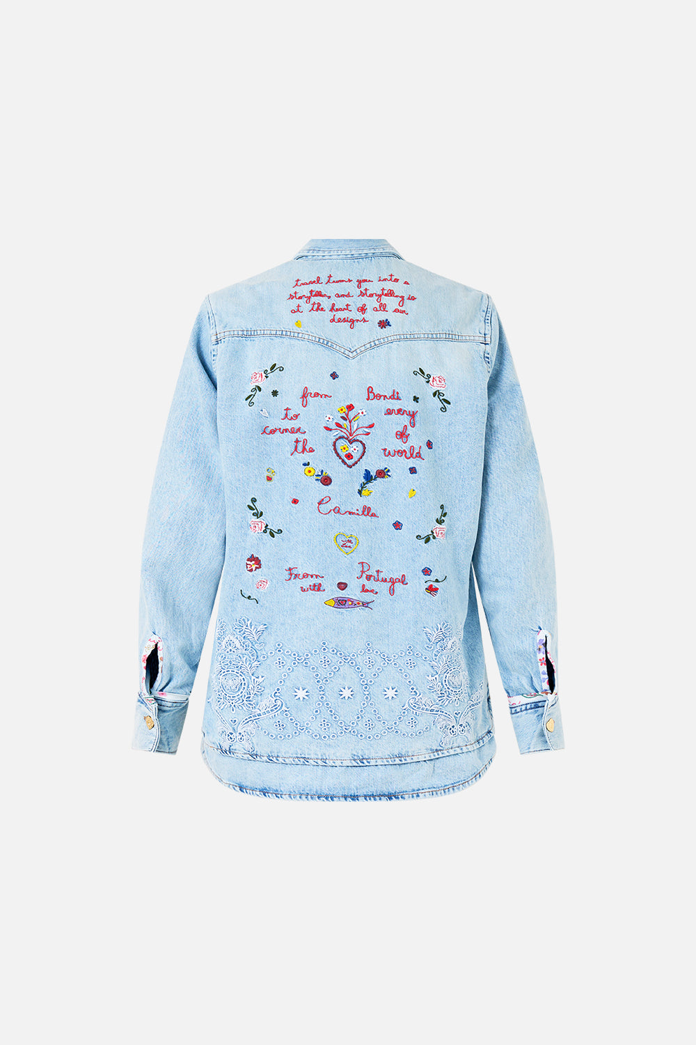 The CAMILLA Sophy Kitsch Stitch Relaxed Shirt in our Denim print.