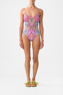 V NECK ONE PIECE WITH LACE UP TIE BACK CONCUBINES, SULTANS & COURTIERS