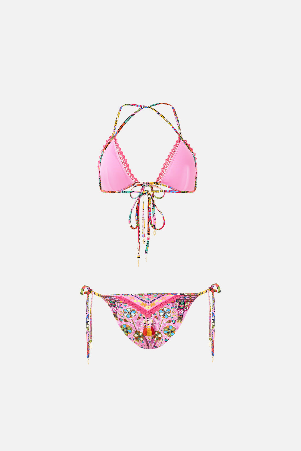 The CAMILLA EMBROIDERED TRI BIKINI PATCHWORK PANORAMA