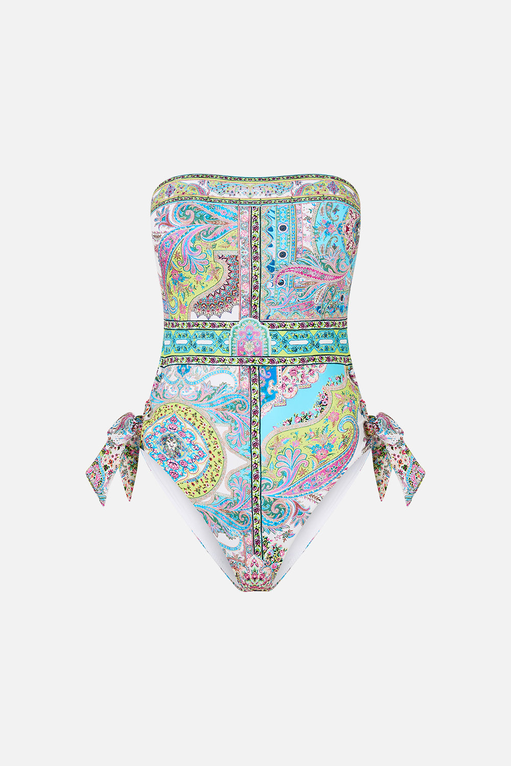 The CAMILLA BANDEAU ONE PIECE WITH EYELET TIE SIDES MAGIC CARPET RIDE