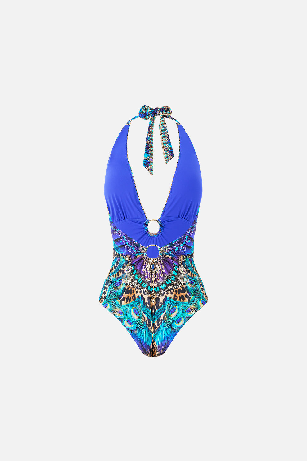 V NECK HALTER ONE PIECE WITH RING TRIMS COSMIC ZOOLOGY