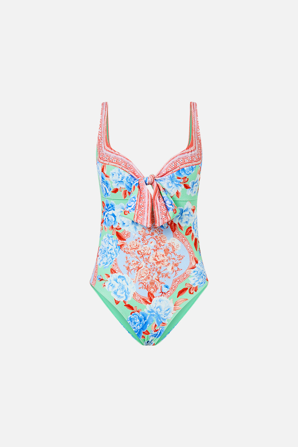 SWEETHEART NECK ONE PIECE WITH TIE FRONT TOPKAPI POP