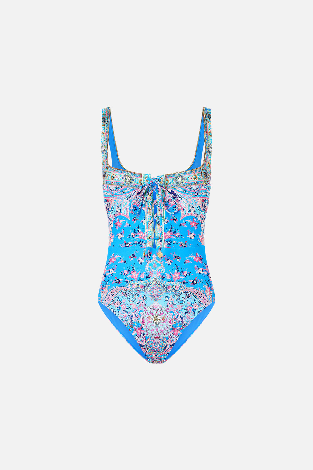 LACE UP UNDERWIRE SQUARE NECK ONE PIECE FOOTSTEPS IN FOLKLORE