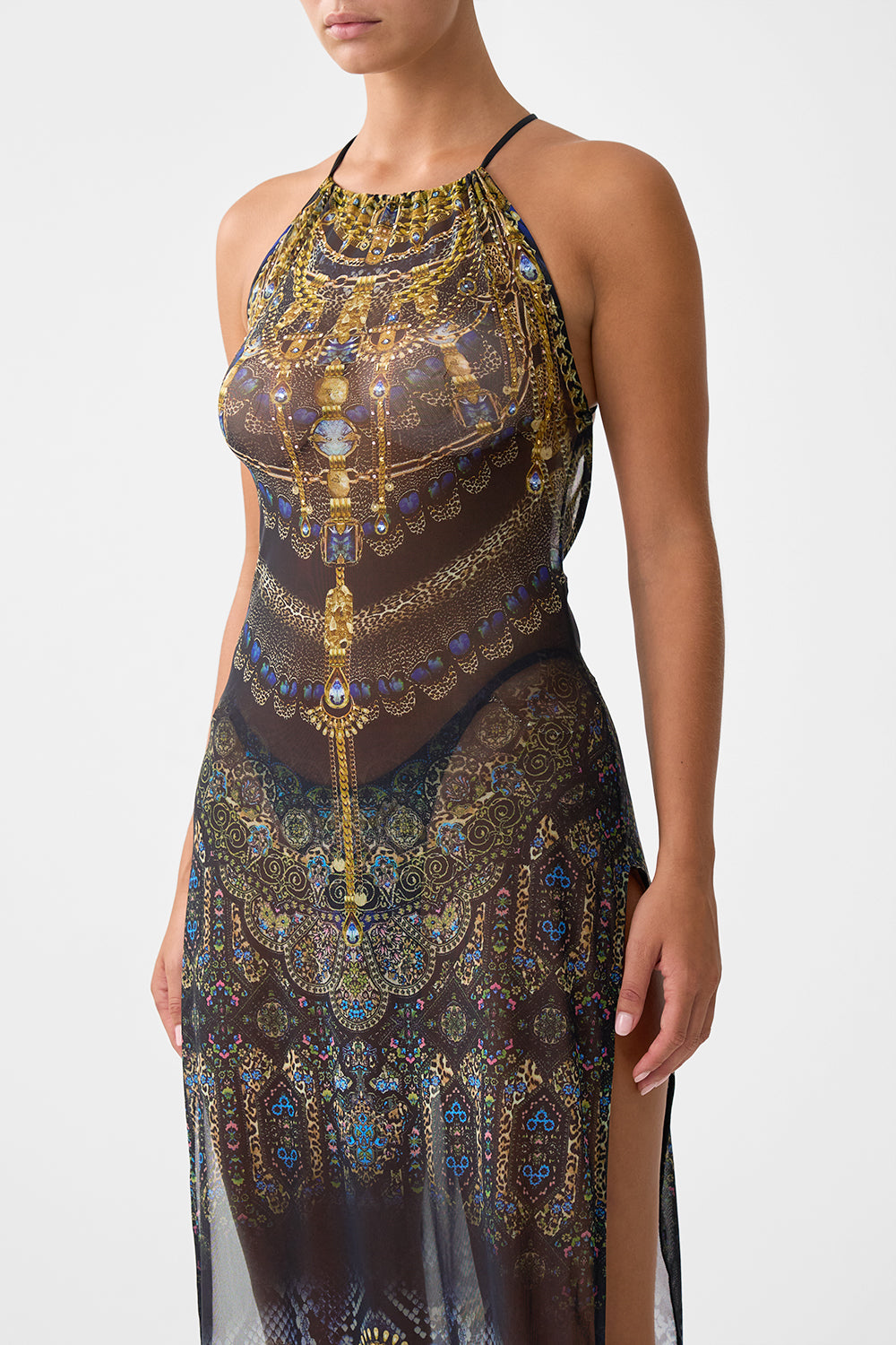 HIGH NECK BEACH MAXI DRESS WITH TIE BACK SONG OF THE SOLSTICE