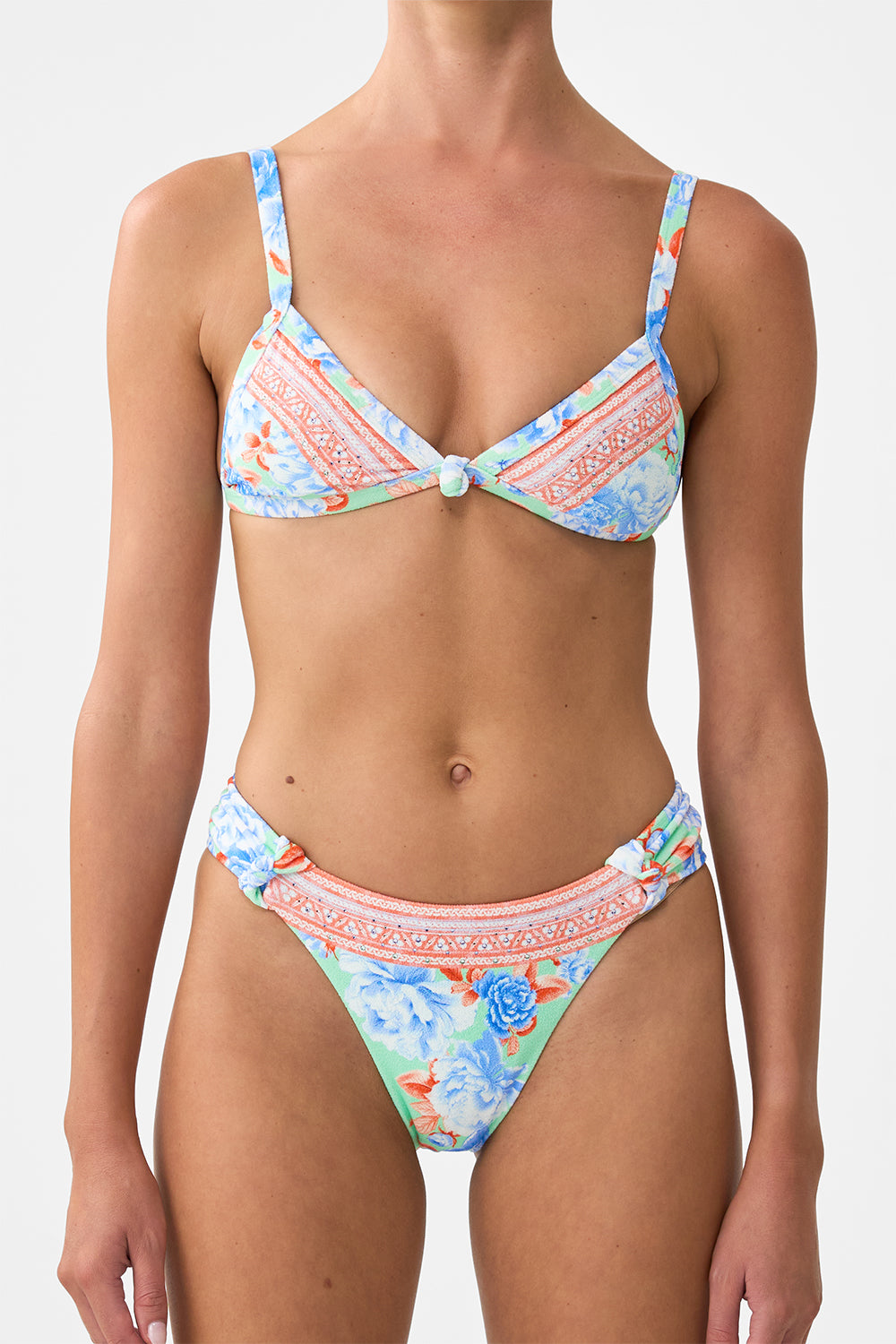 The CAMILLA TRI BIKINI TOP WITH KNOT FRONT TOPKAPI POP