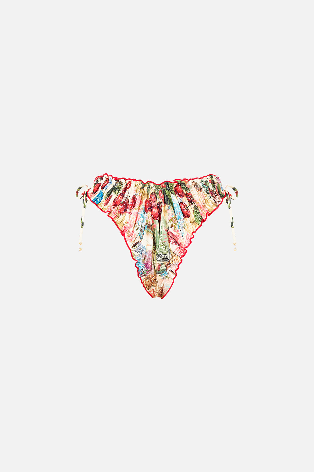 The CAMILLA RUCHED SKIMPY BIKINI BOTTOM WITH TIE SIDES NOTES FROM THE ROAD