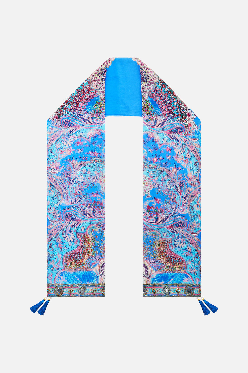 LONG SILK CRINKLE CHIFFON SCARF FOOTSTEPS IN FOLKLORE