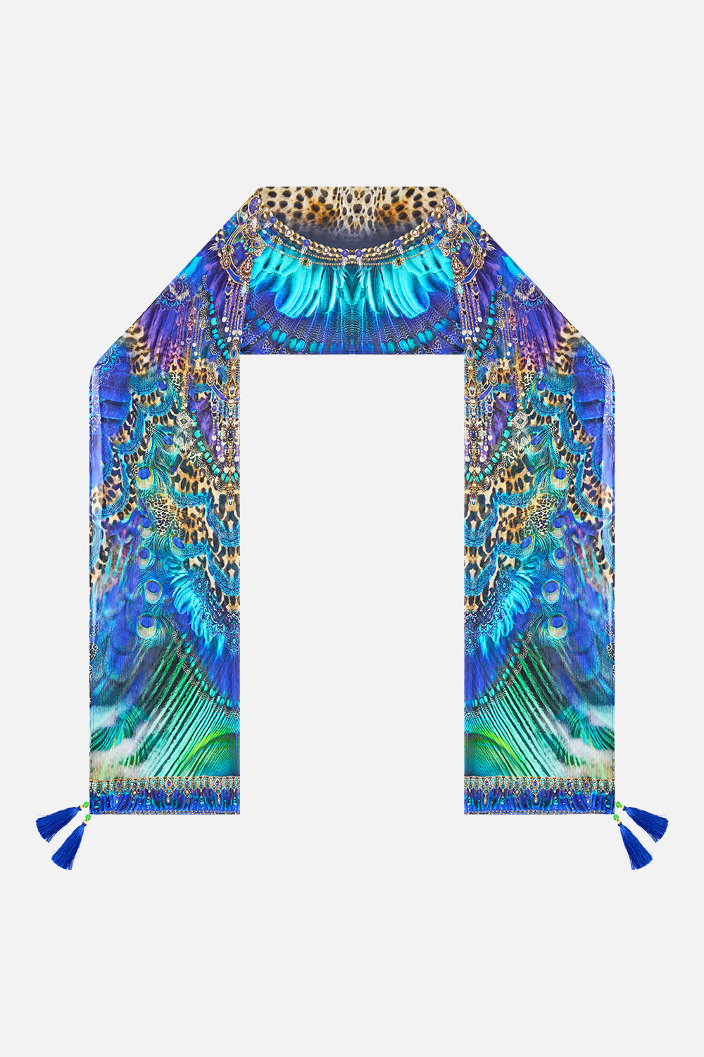 LONG SILK CRINKLE CHIFFON SCARF COSMIC ZOOLOGY