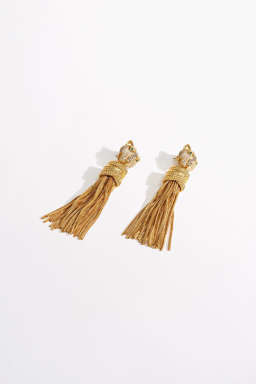 CAMILLA Fierce Folklore Bastet Tassel Earrings in Gold print