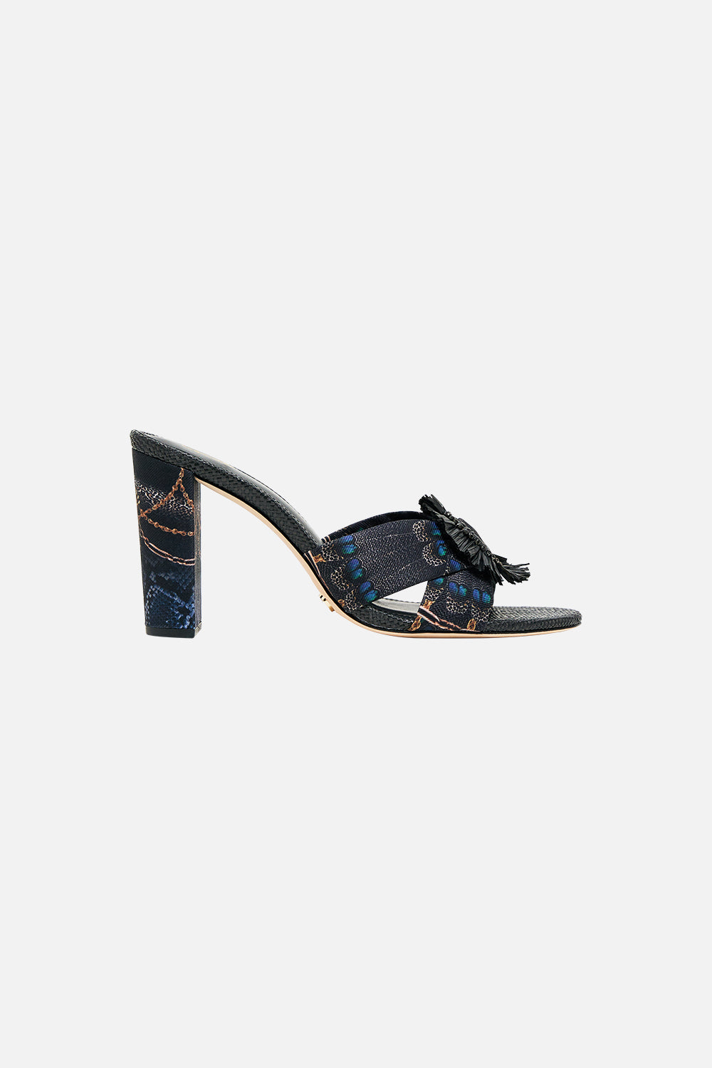 The CAMILLA AZRA PRINTED RAFFIA MULE HEEL SONG OF THE SOLSTICESONG OF THE SOLSTICE