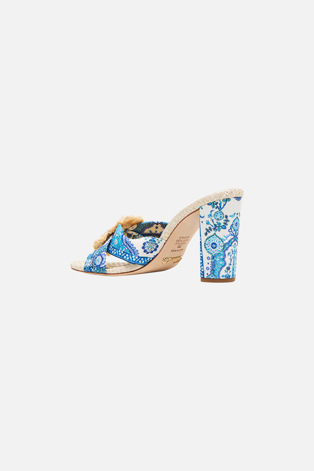 AZRA PRINTED RAFFIA MULE HEEL ISNIK LULLABY