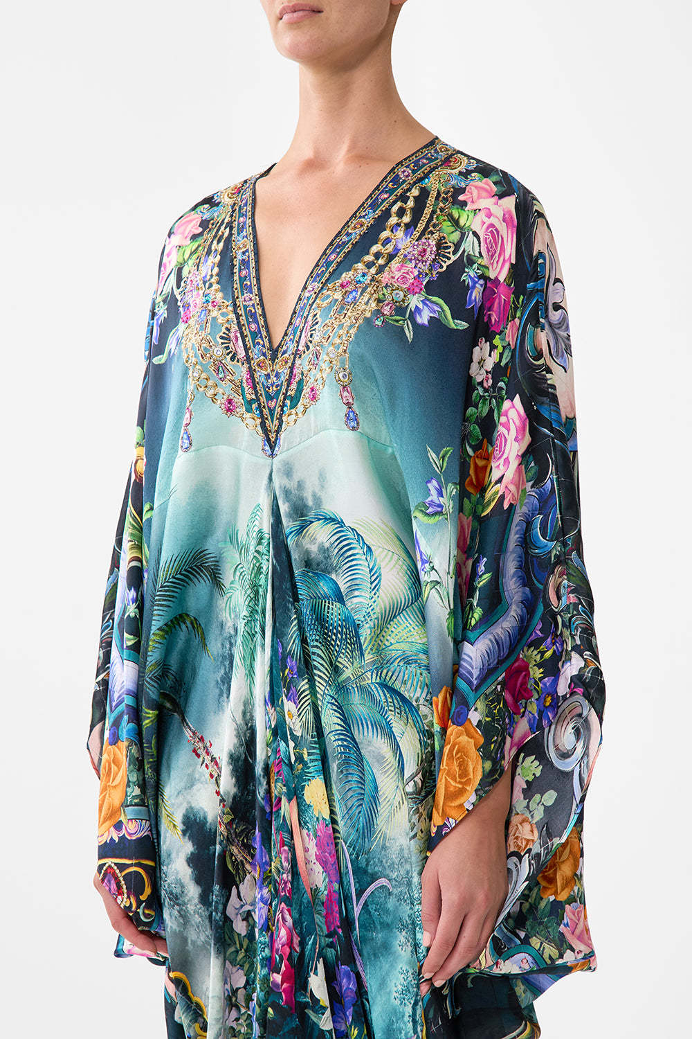 The CAMILLA T Shape Long Kaftan in our Basked In Baroque print.
