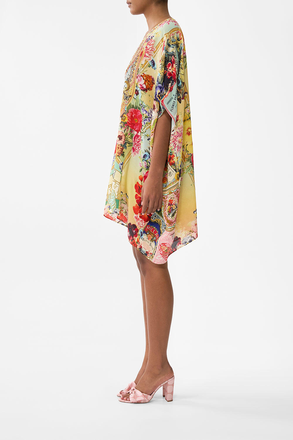 The CAMILLA Rectangular V Neck Kaftan in our Aromatic Tiger Flower print.