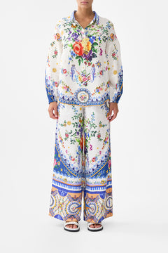 The CAMILLA Balloon Sleeve Shirt Blouse in our Tiles Darls print.