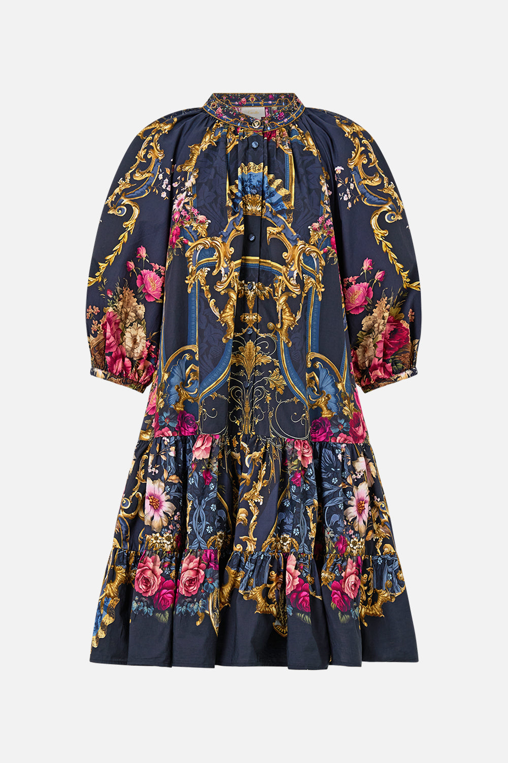 The CAMILLA Puff Sleeve Shirt Dress in our Ornate On A Plate print.