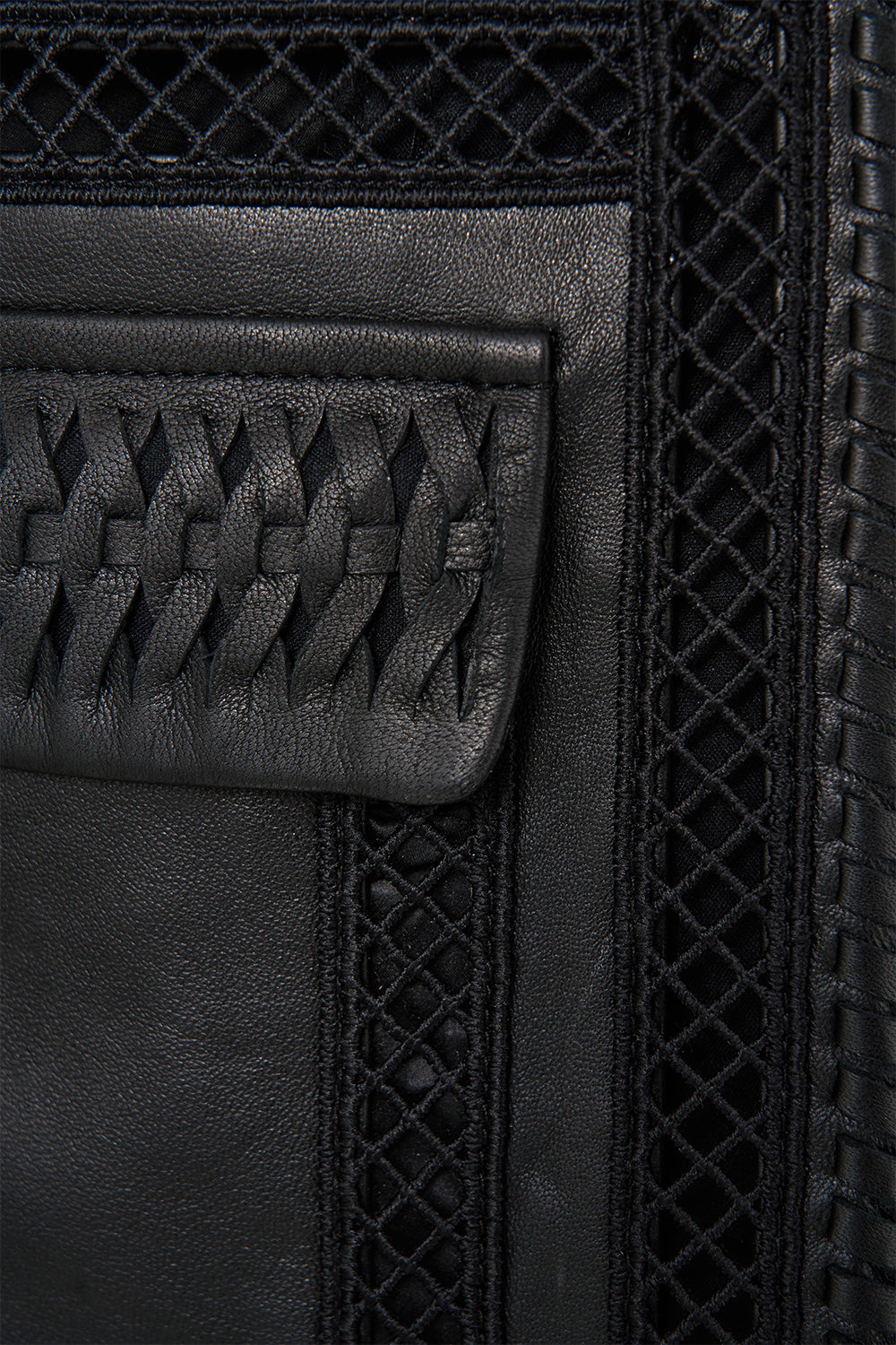 LEATHER JACKET WITH SLEEVE CUT OUT DETAIL OTTOMAN ELEGANCE