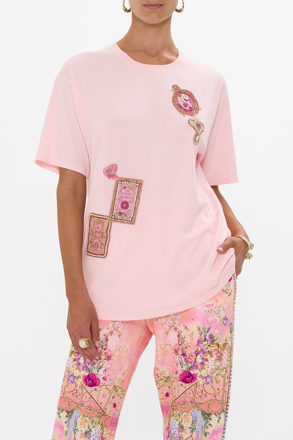 CAMILLA Oversized Band Tee- Pink in Totally Ozmopolitan Print