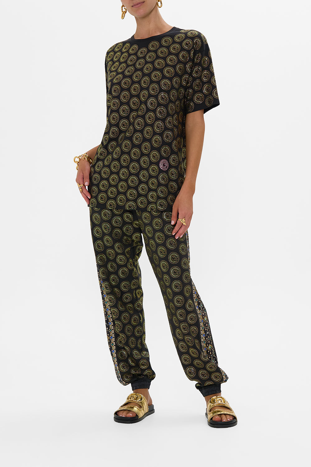 CAMILLA Green/Black Oversized Band Tee- Black in Defy Gravity Print