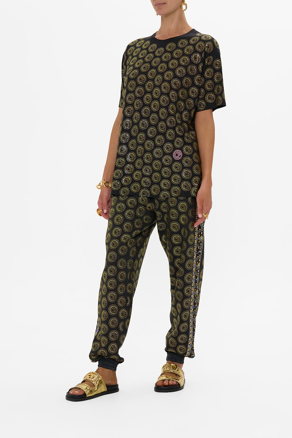 CAMILLA Green/Black Oversized Band Tee- Black in Defy Gravity Print