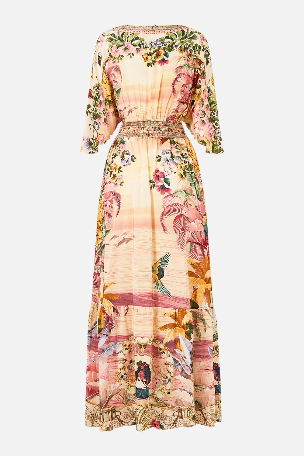 WAISTED DRESS WITH HEM RUFFLE WELCOME TO THE WHITE LOTUS