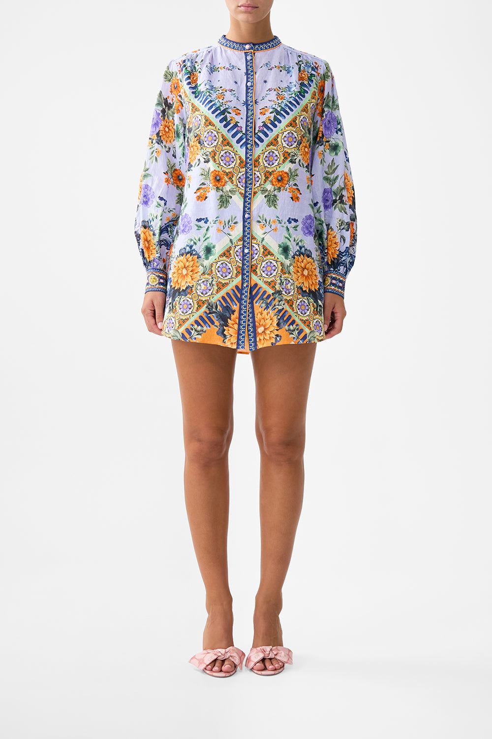 The CAMILLA Blouson Sleeve Long Length Blouse With Yoke in our Luscious In Lisbon print.