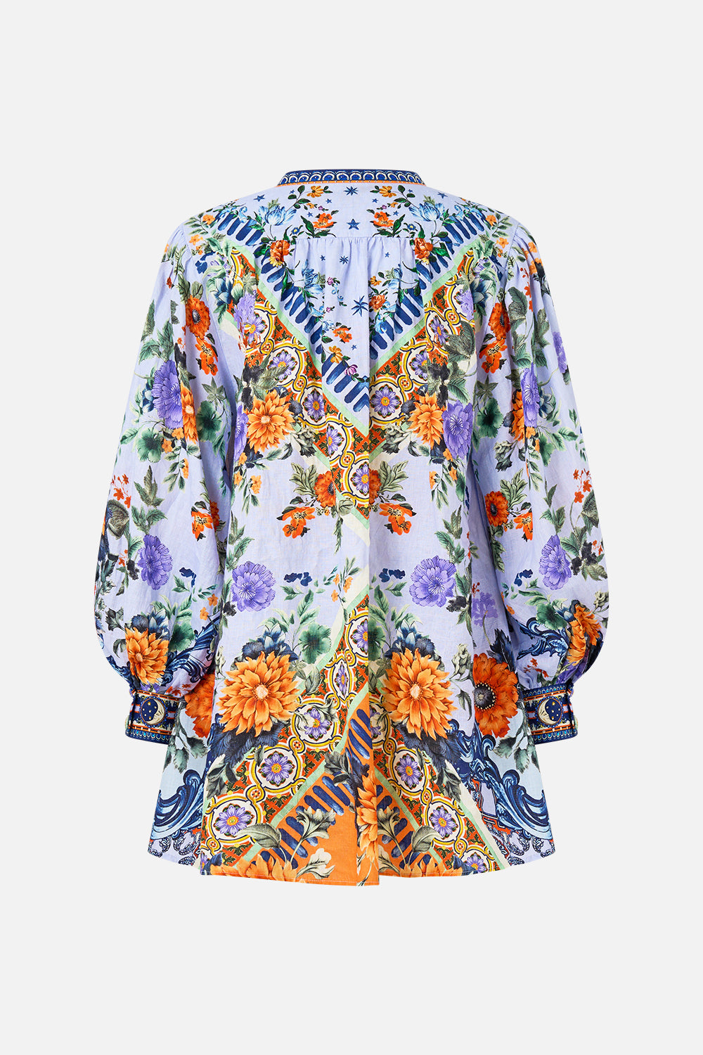 The CAMILLA Blouson Sleeve Long Length Blouse With Yoke in our Luscious In Lisbon print.
