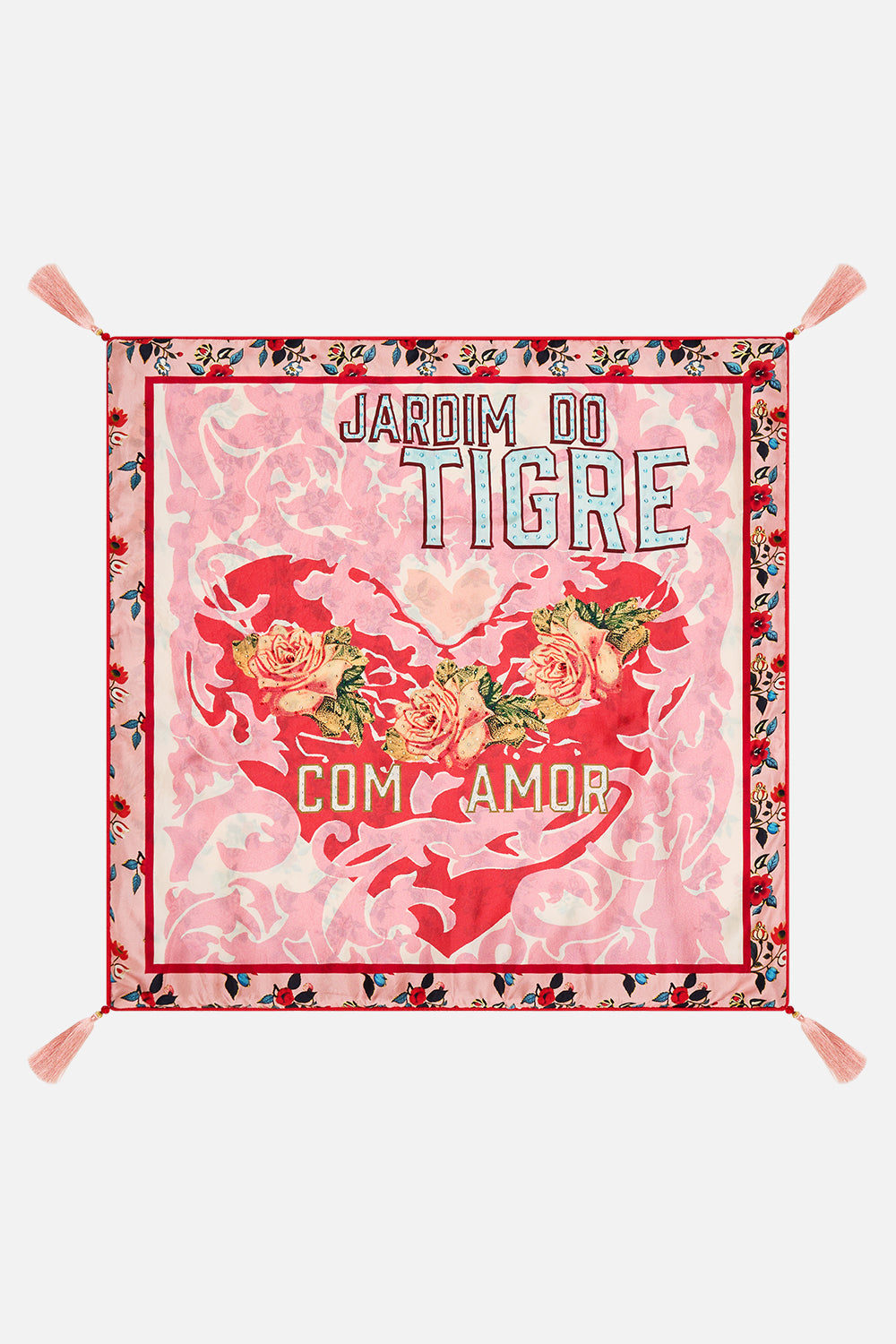 The CAMILLA Large Square Cushion in our Pink Porto print.