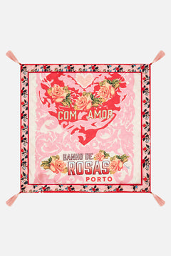 The CAMILLA Small Square Cushion in our Pink Porto print.