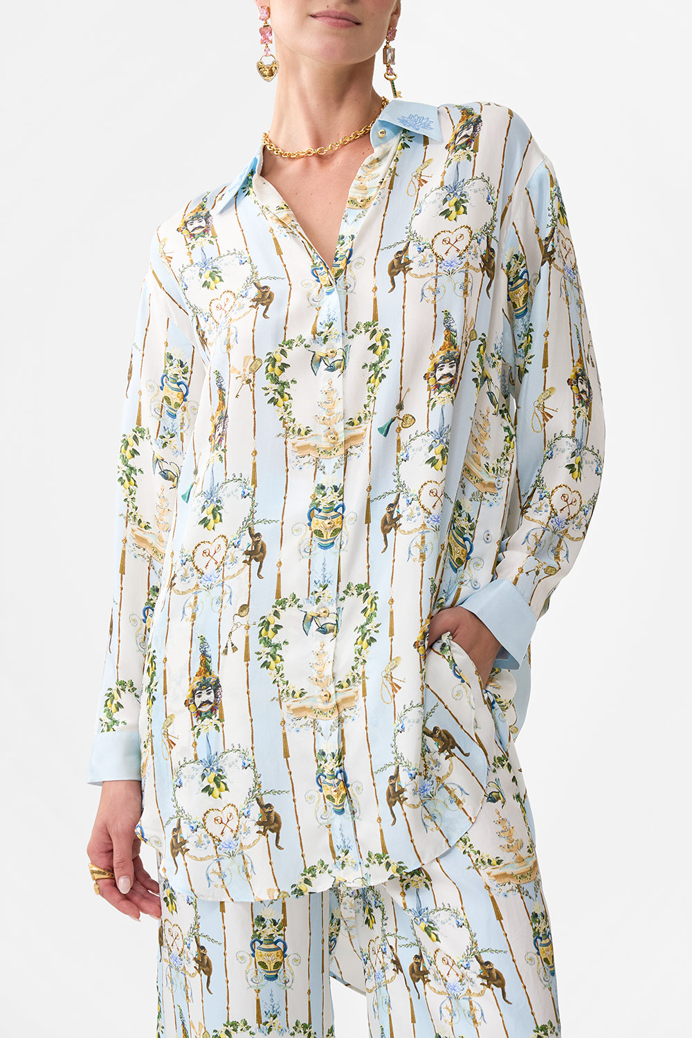 The CAMILLA SHIRT TUNIC WITH SIDE BUTTONS VENUS ON A VESPA