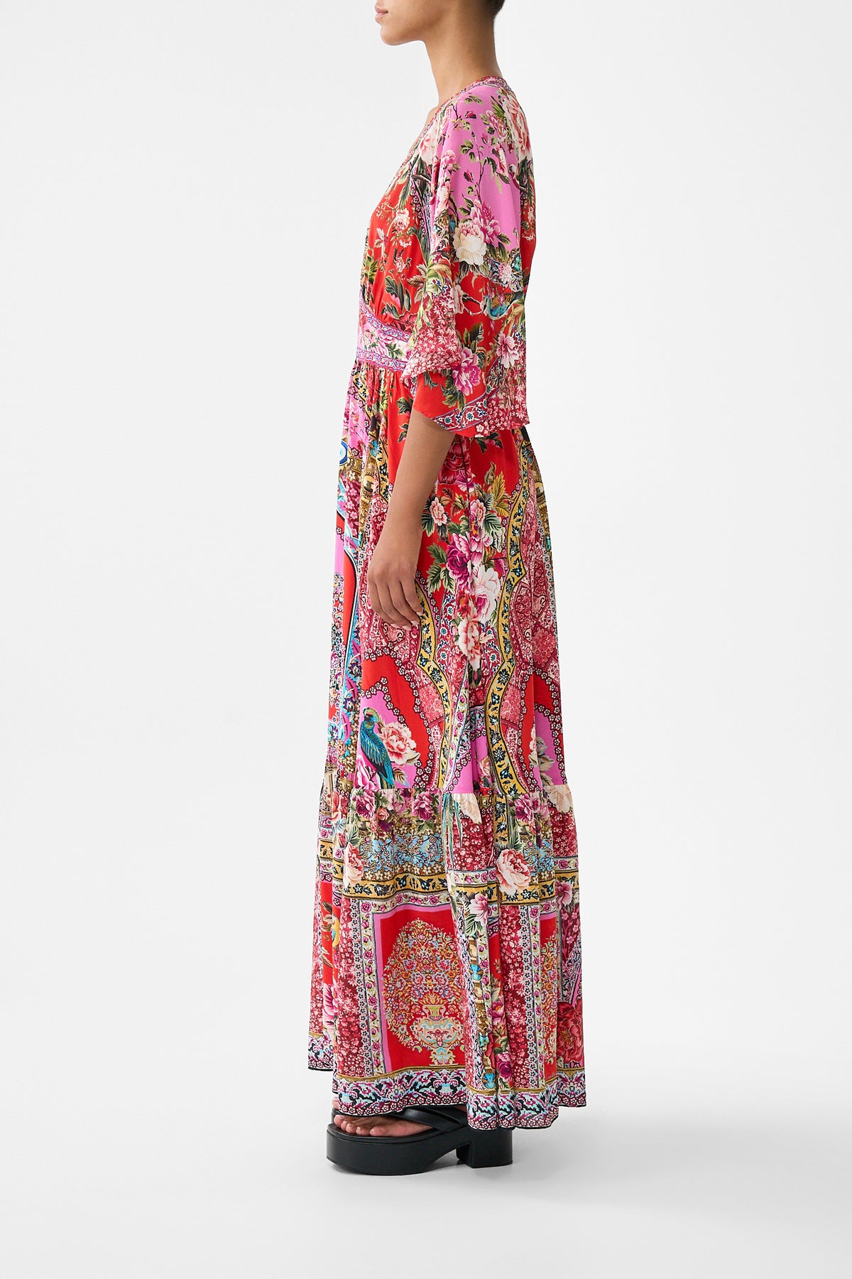 The CAMILLA WAISTED DRESS WITH HEM RUFFLE HEIRLOOM EMPIRE