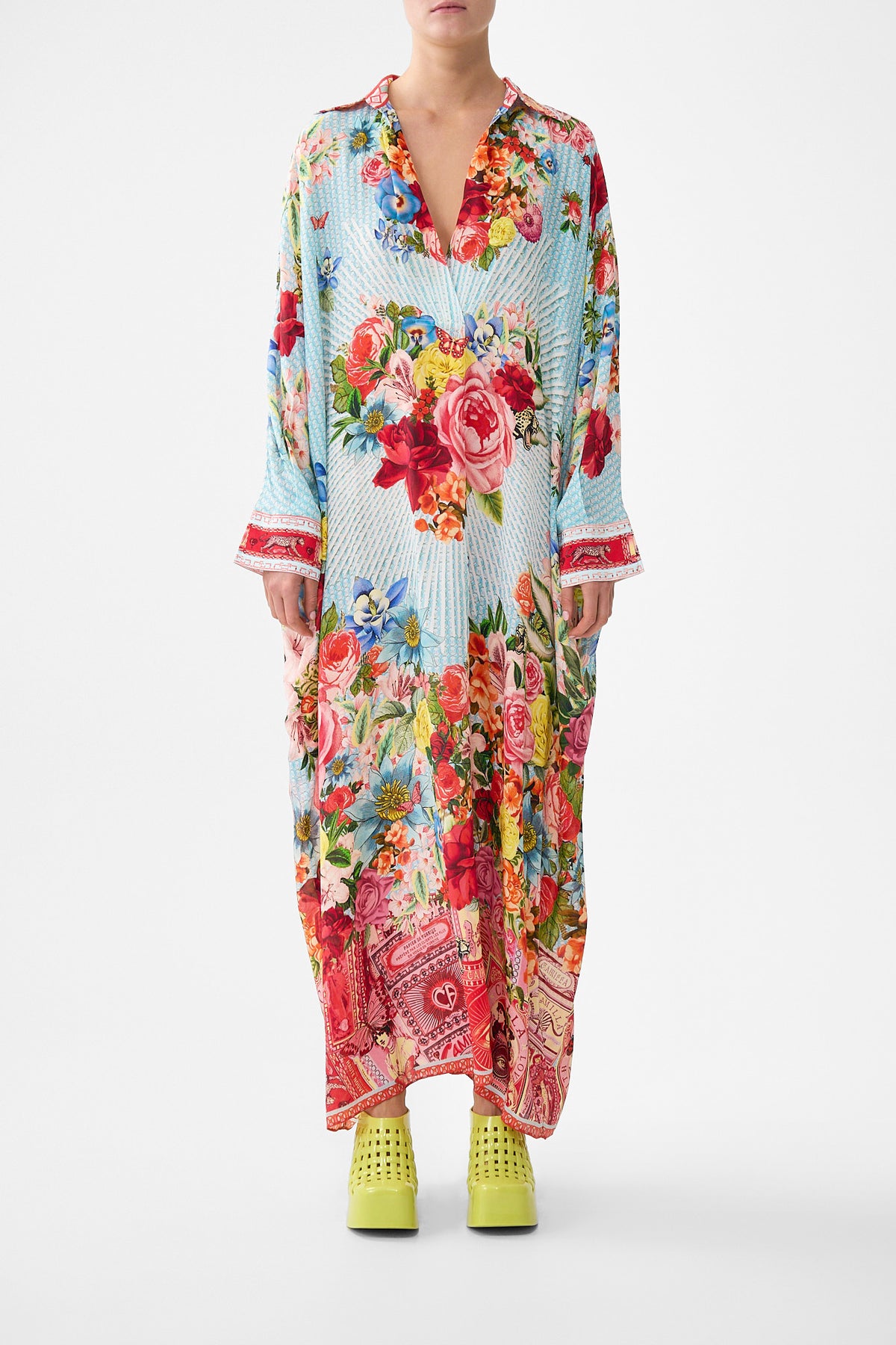 The CAMILLA WING COLLAR KAFTAN PAPERS AND CURIOUS CAPERSPAPERS AND CURIOUS CAPERS