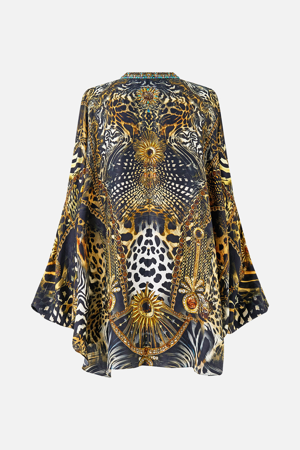 The CAMILLA MANDARIN COLLAR COLD SHOULDER BLOUSE FELINE FOLKLORE