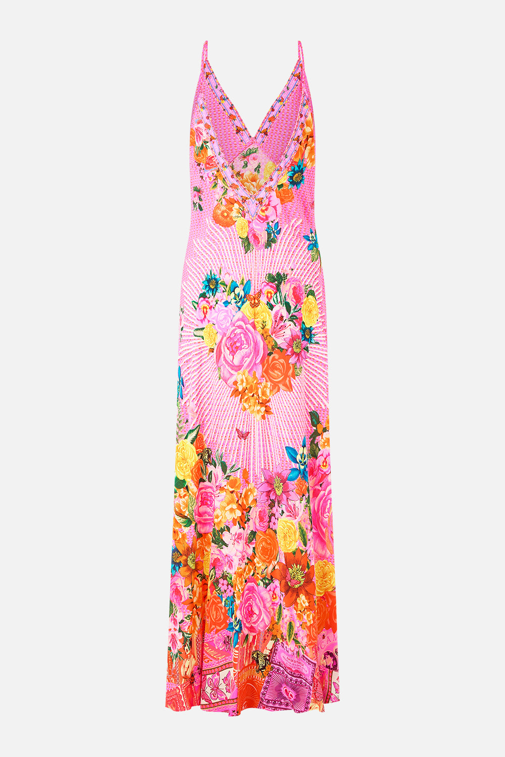 The CAMILLA V-NECK FULL LENGTH BIAS SLIP DRESS ILLUSTRATION NATION
