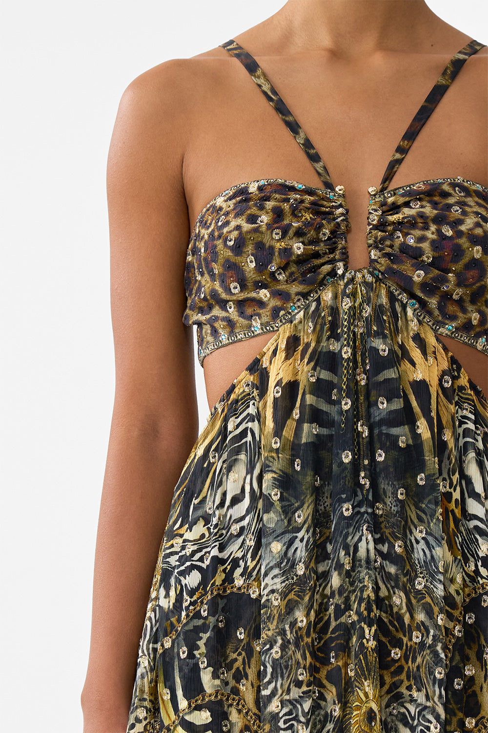 The CAMILLA GATHERED CUT OUT DRESS FELINE FOLKLORE