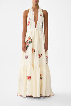 RUFFLE HEM HALTER DRESS HIGH CLASS HOOKAH