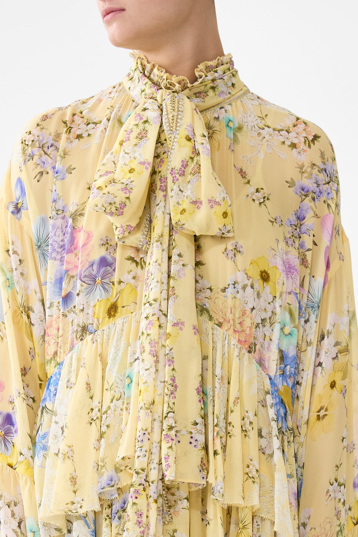 RUFFLE HIGH LOW DRESS WITH LONG SLEEVE DARLING BUDS