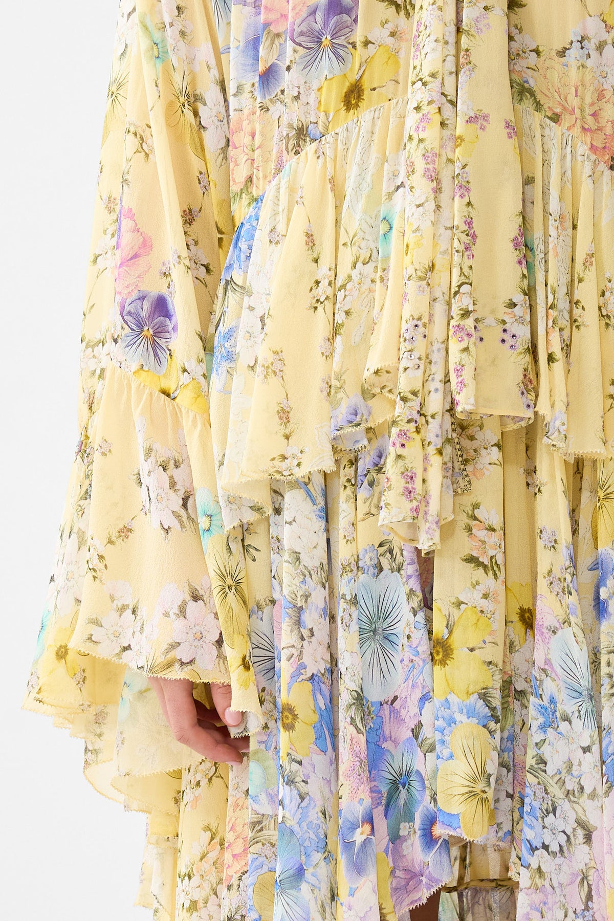 RUFFLE HIGH LOW DRESS WITH LONG SLEEVE DARLING BUDS