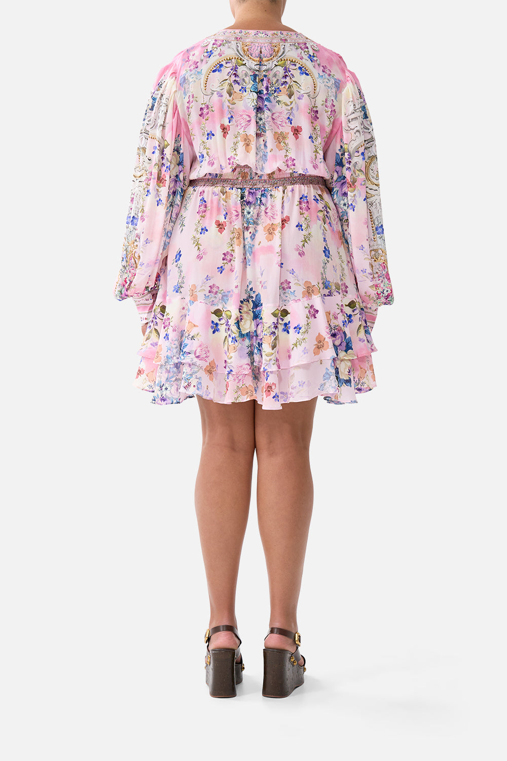 The CAMILLA BUTTON FRONT FRILL DRESS PALATIAL PASTELS