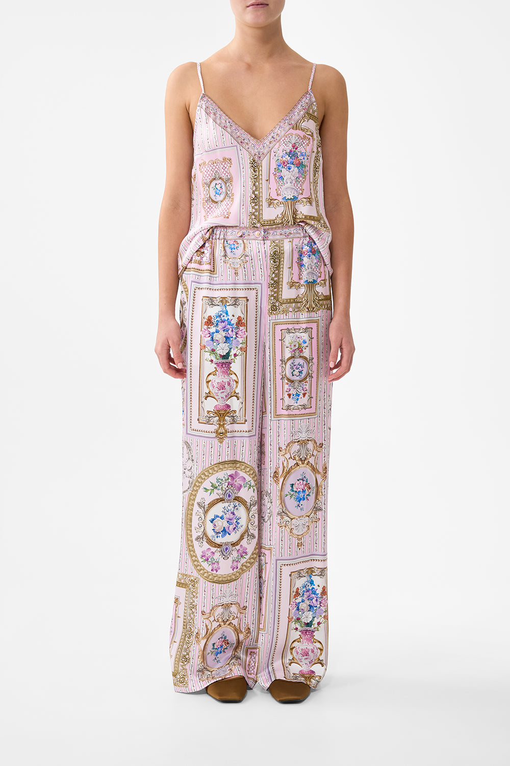 The CAMILLA BUTTON FRONT LOUNGE PANT PALATIAL PASTELSPALATIAL PASTELS