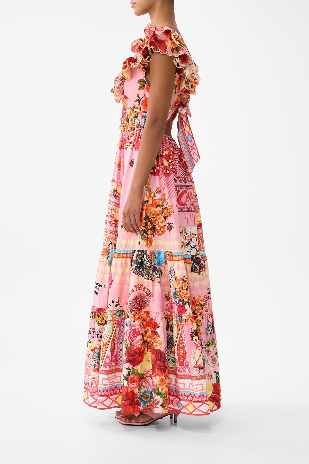The CAMILLA TIERED DRESS WITH NECK FRILL COLLAGE KINGDOM