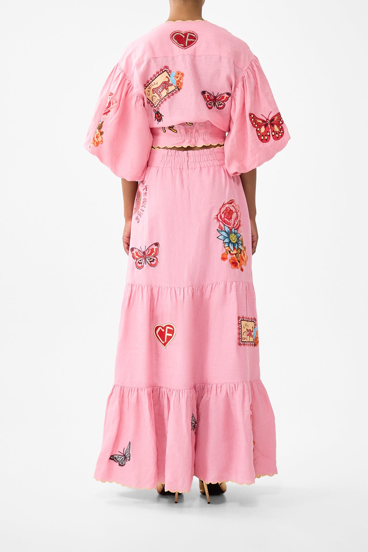 TIE FRONT PUFF SLEEVE TOP COLLAGE KINGDOM